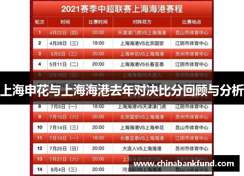 上海申花与上海海港去年对决比分回顾与分析